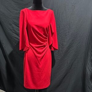 DKNY Vibrant Red Long Sleeve Dress